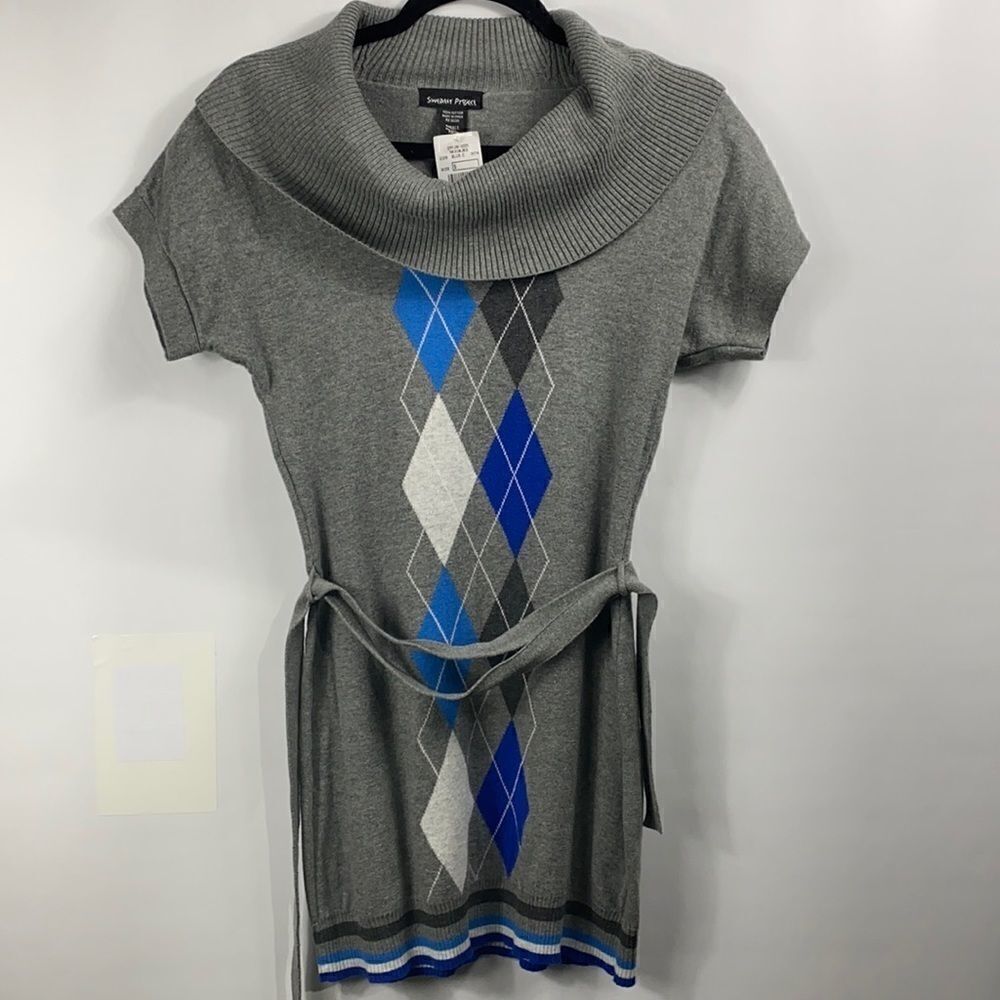 Sweater Project Gray Blue Diamond Sweater size small